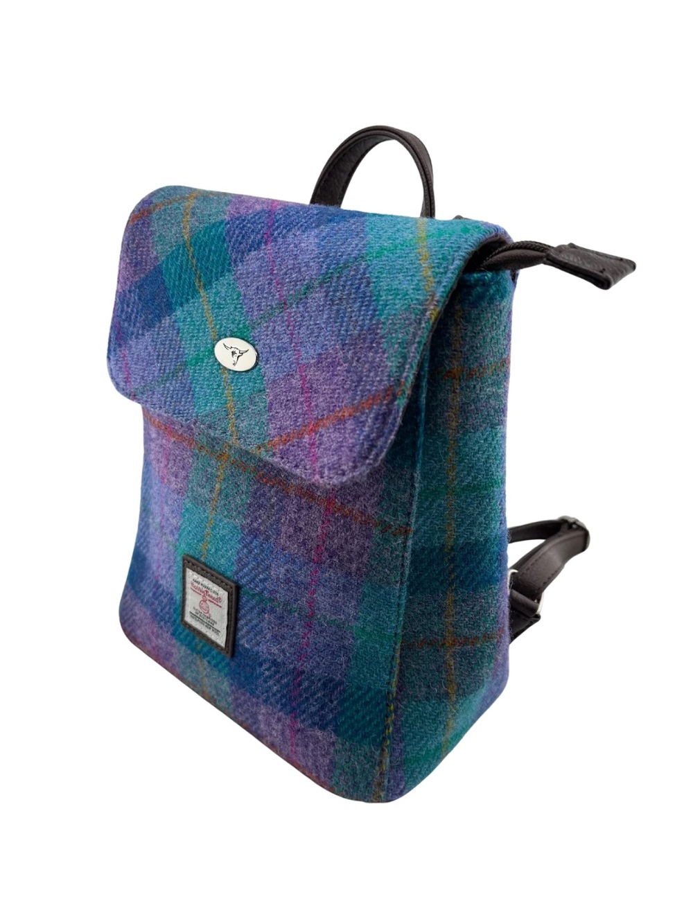 Harris Tweed Tummel Plaid Mini Backpack Purple Check Tartan Glen Appin Wool
